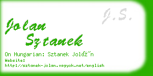 jolan sztanek business card